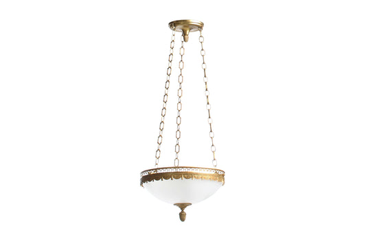 Gilt Bronze And Opaline Glass Swag & Tassel Motif Three Light Pe