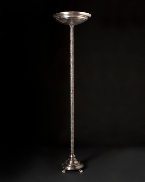 Nickeled Bronze Art Deco Style Torchiere With Paw Foot Base