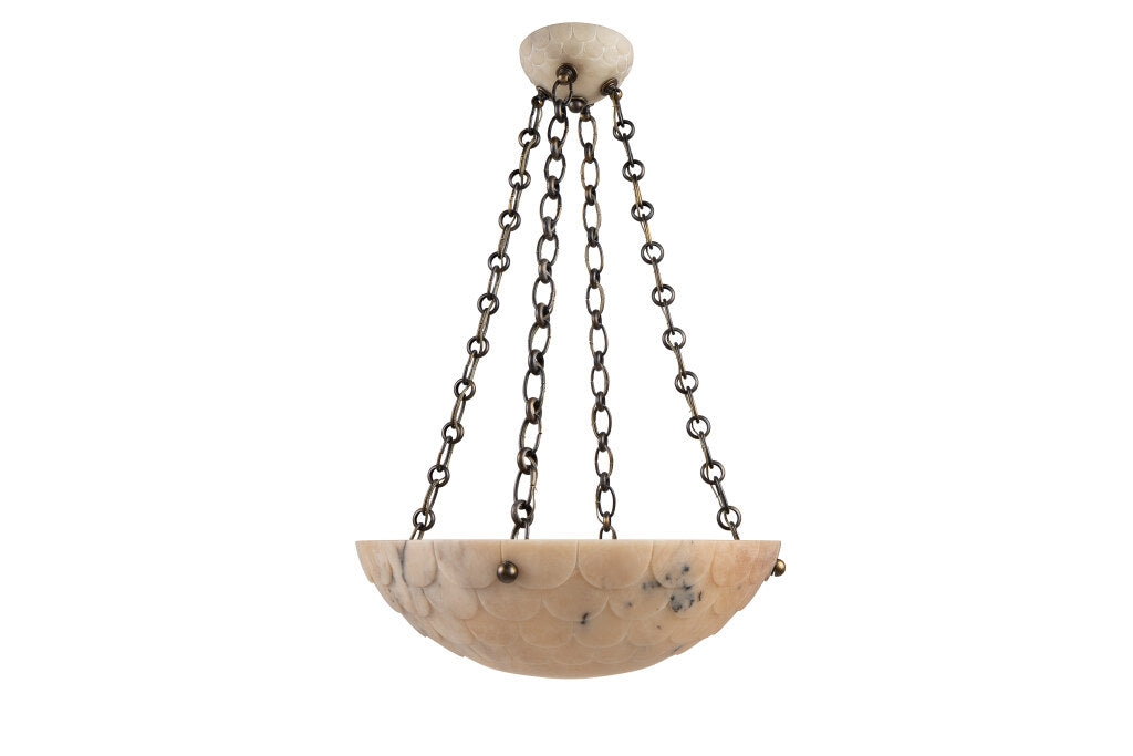 Hand Carved Alabaster With Scale Motif Pendant With Matching Can Default