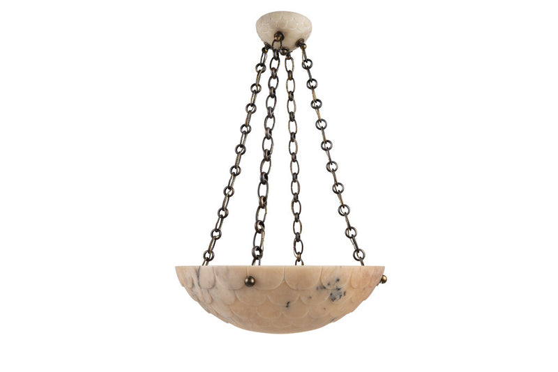 Hand Carved Alabaster With Scale Motif Pendant With Matching Can