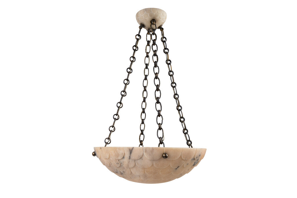 Hand Carved Alabaster With Scale Motif Pendant With Matching Can Default