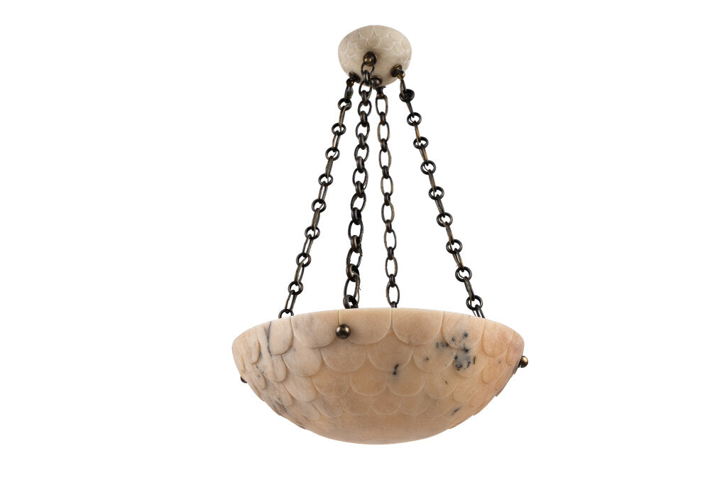 Hand Carved Alabaster With Scale Motif Pendant With Matching Can Default