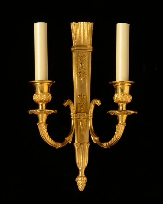 Napoleon III Style Gilded Bronze and Gun Metal Finish Two Light