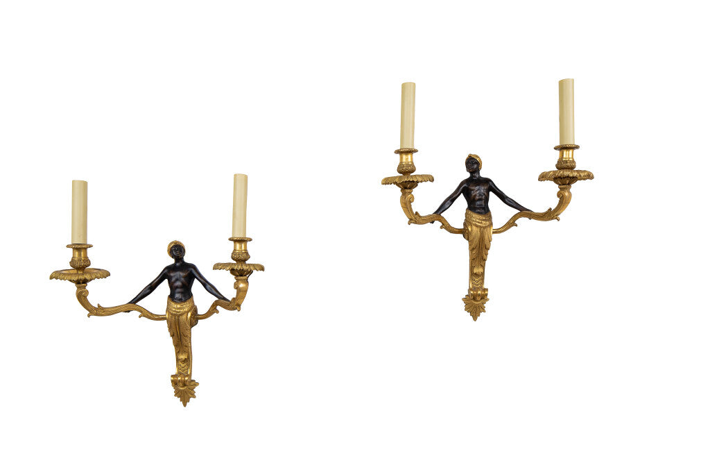 Gilt And Patinated Bronze Arabian Motif Left And Right Two Light Default