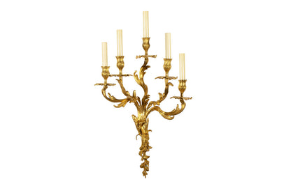 Gilt Bronze Rococo L.XVI Style Left And Right Five Light Left An Default