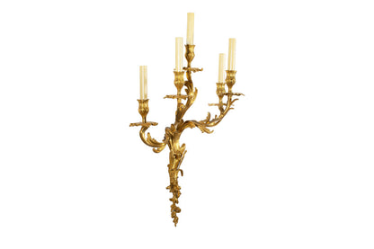 Gilt Bronze Rococo L.XVI Style Left And Right Five Light Left An Default