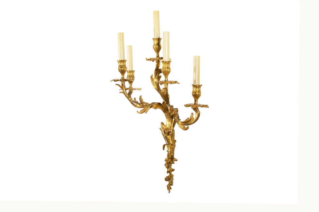 Gilt Bronze Rococo L.XVI Style Left And Right Five Light Left An Default