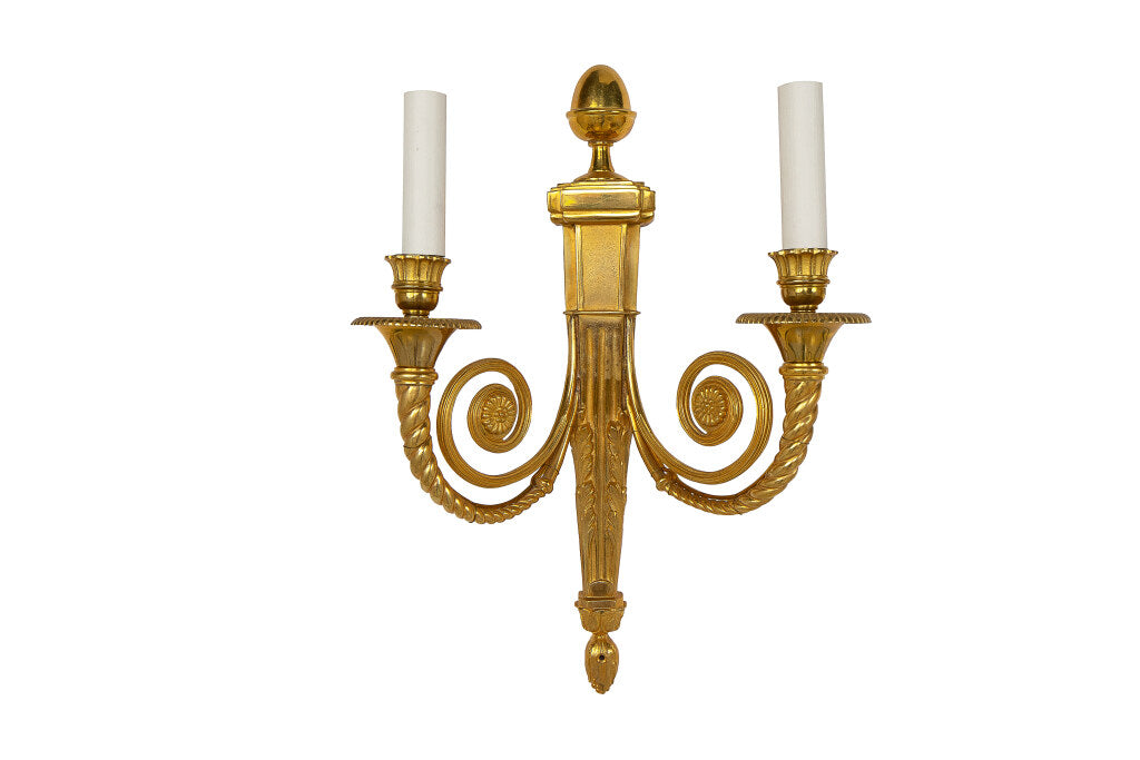 Gilt Bronze L.XVI Style CLASSIQUE, Rope Twist Two Light Sconce Default