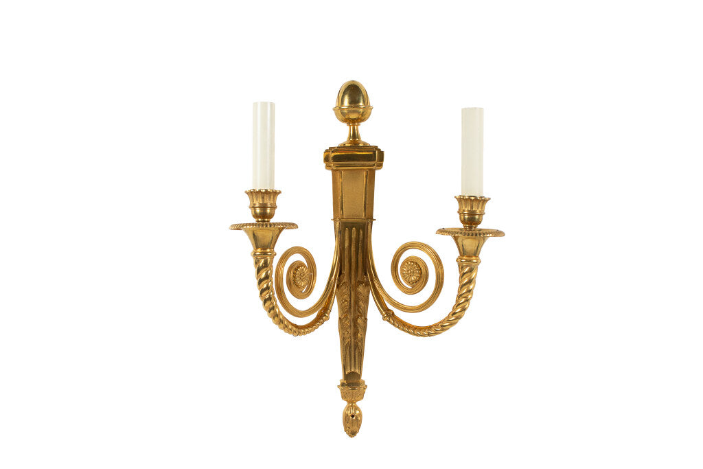 Gilt Bronze L.XVI Style CLASSIQUE, Rope Twist Two Light Sconce Default