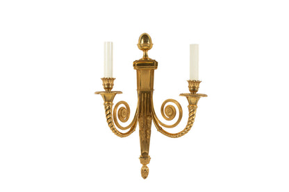 Gilt Bronze L.XVI Style CLASSIQUE, Rope Twist Two Light Sconce Default