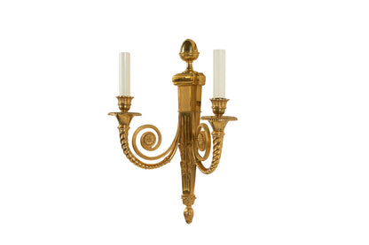 Gilt Bronze L.XVI Style CLASSIQUE, Rope Twist Two Light Sconce Default