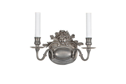 Pewter Finished Bronze MASKER Two Light  Dutch Style Sconce With Default