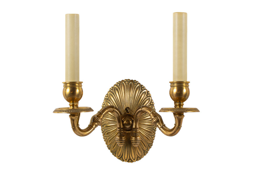 Gilt Bronze Oval Backed "PETALES" Two Light Sconce Default