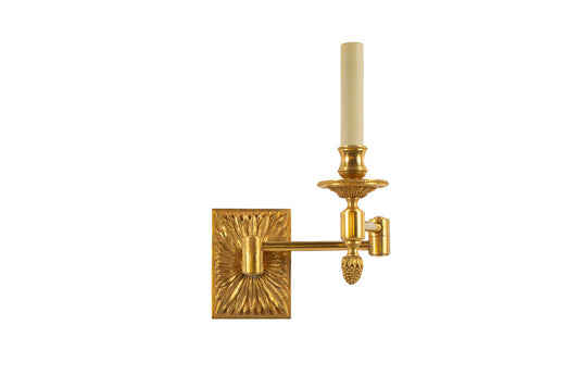 Gilt Bronze Acanthus Leafed Back One Light Swing Arm Sconce Default