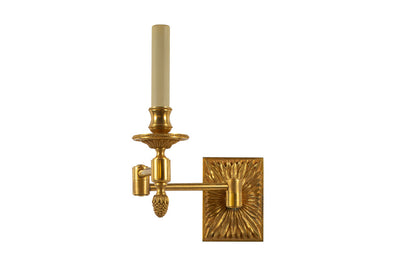 Gilt Bronze Acanthus Leafed Back One Light Swing Arm Sconce Default