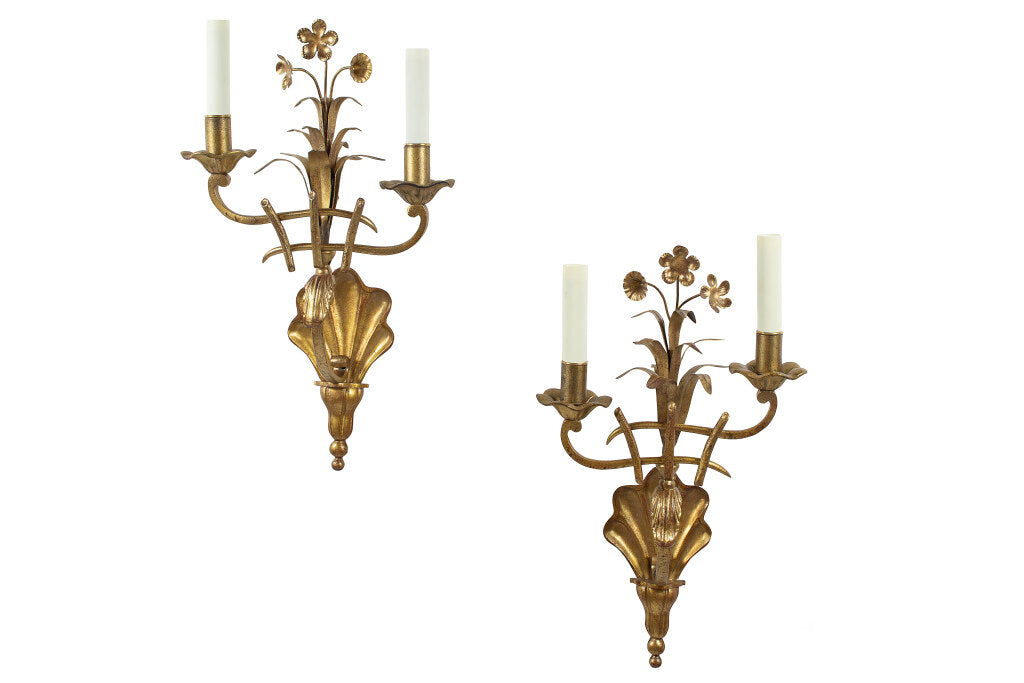 Gilt Bronze Two Light "BOUQUET" Sconce With Floral Design Default