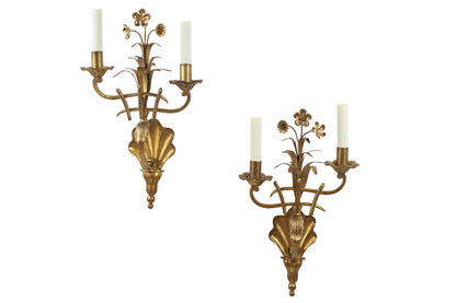 Gilt Bronze Two Light "BOUQUET" Sconce With Floral Design Default