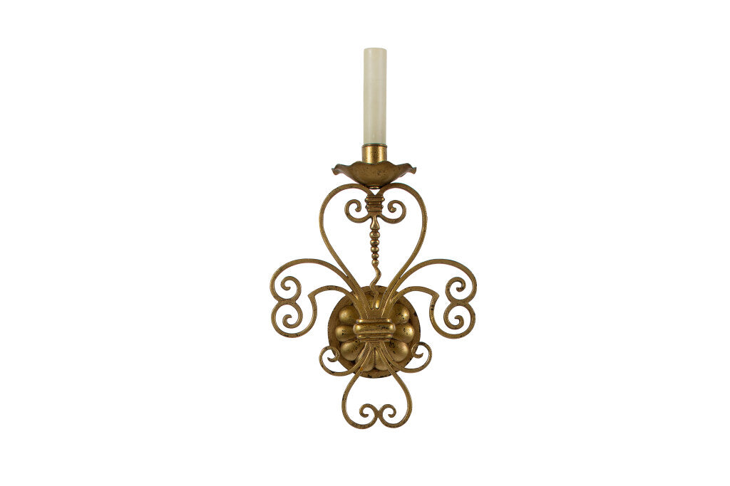 Gilt Bronze One Light Sconce With Serpentine Design. Default
