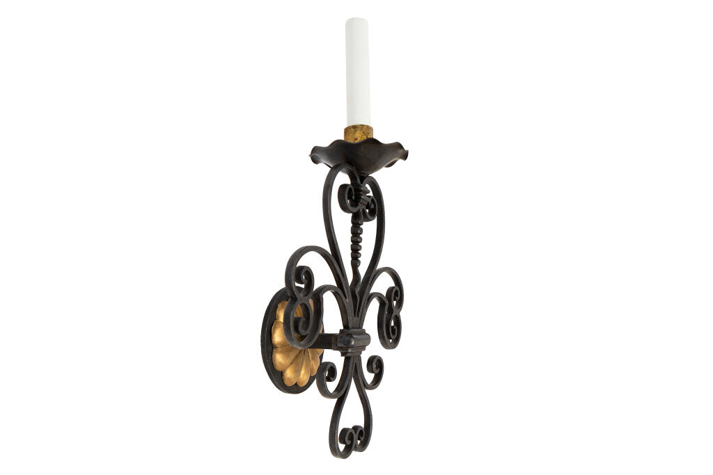 Gilt Bronze One Light Sconce With Serpentine Design. Default