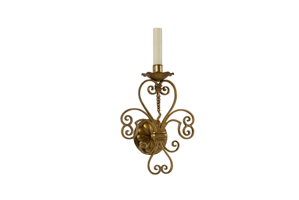 Gilt Bronze One Light Sconce With Serpentine Design. Default