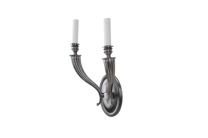Nickeled Bronze Art Deco Style Cornucopia Shaped Arms Two Light Default