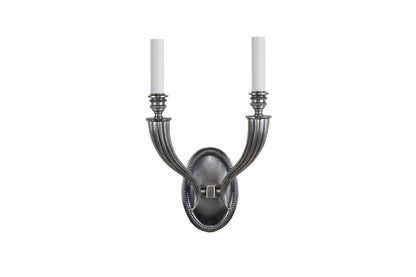 Nickeled Bronze Art Deco Style Cornucopia Shaped Arms Two Light Default