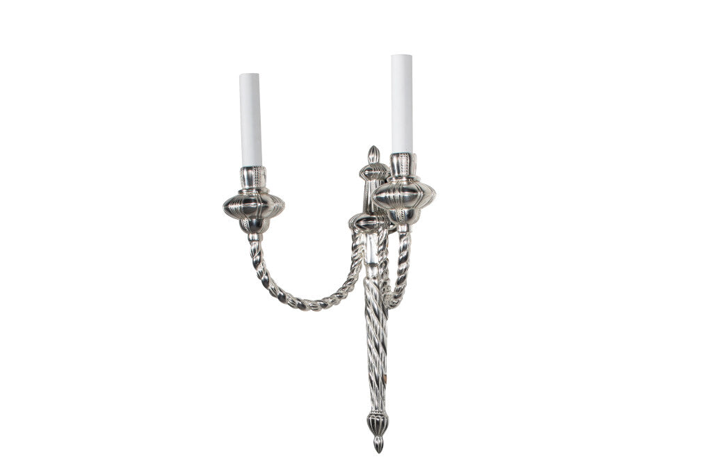 Silvered Bronze L.XVI Style Twisted Rope Motif Two Light Sconce Default
