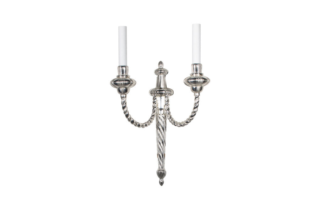 Silvered Bronze L.XVI Style Twisted Rope Motif Two Light Sconce Default