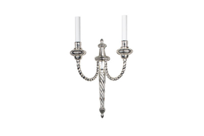 Silvered Bronze L.XVI Style Twisted Rope Motif Two Light Sconce Default