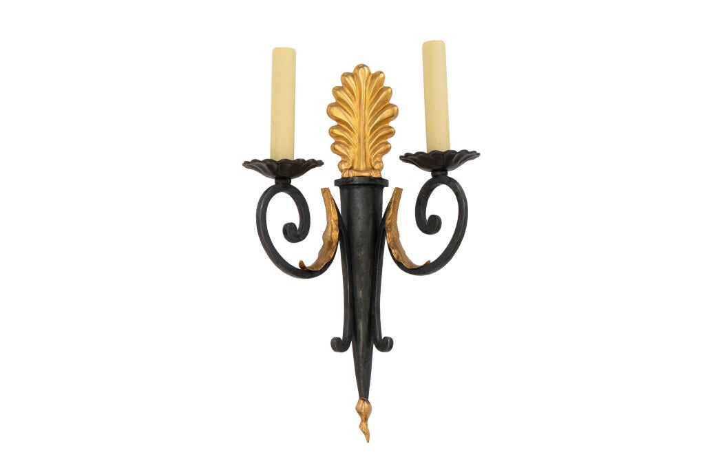Black And Gilt Bronze Empire Style Two Light Sconce Default