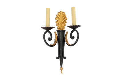 Black And Gilt Bronze Empire Style Two Light Sconce Default