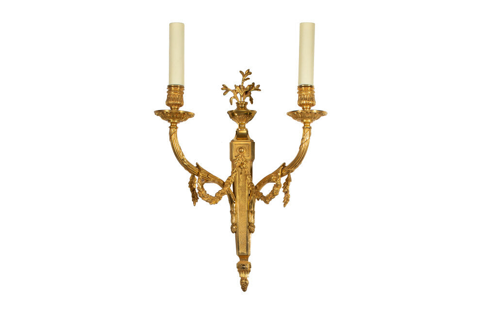 Gilt Bronze L.XVI Style Two Light Sconce With Garland And Urn Mo Default