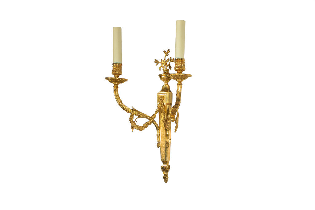 Gilt Bronze L.XVI Style Two Light Sconce With Garland And Urn Mo Default
