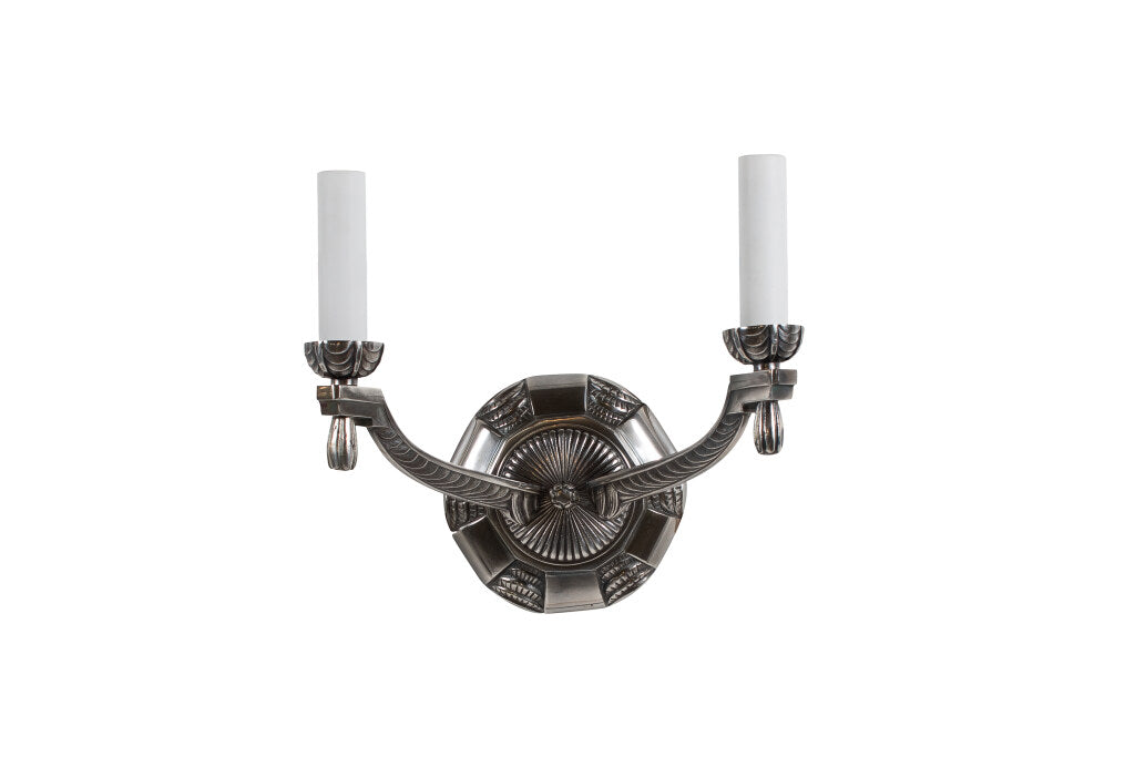Nickeled Bronze Two Light Art Deco Style Sconce Default