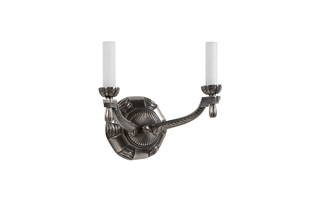 Nickeled Bronze Two Light Art Deco Style Sconce Default