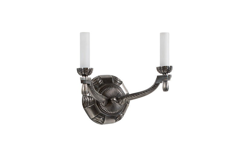 Nickeled Bronze Two Light Art Deco Style Sconce
