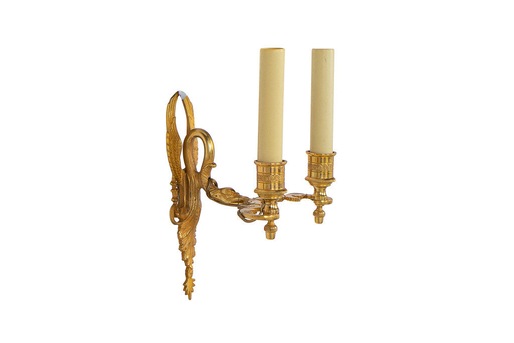 Gilt Bronze L.XVI Style Cygne Motif Two Light Sconce Default