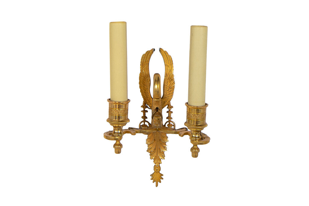 Gilt Bronze L.XVI Style Cygne Motif Two Light Sconce Default