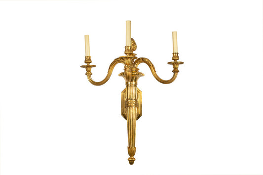 Gilt Bronze L.XVI Style Three Light Torch Motif Sconce Default