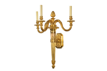 Gilt Bronze L.XVI Style Three Light Torch Motif Sconce Default