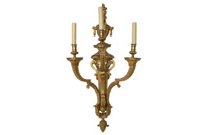 Gilt Bronze L.XVI Style Garland And Urn Decoration Three Light S Default