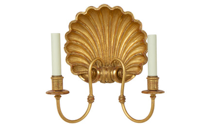 Gilt Wood, Gesso And Iron Two Light Shell Motif Sconce Default