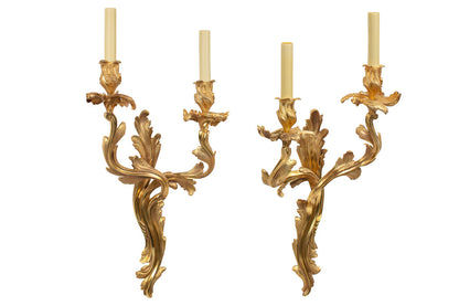 Gilt Bronze L.XV Style Acanthus Motif  Left And Right Two Light Default