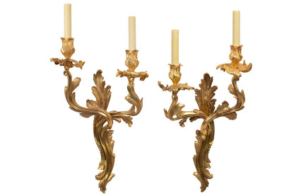 Gilt Bronze L.XV Style Acanthus Motif  Left And Right Two Light Default