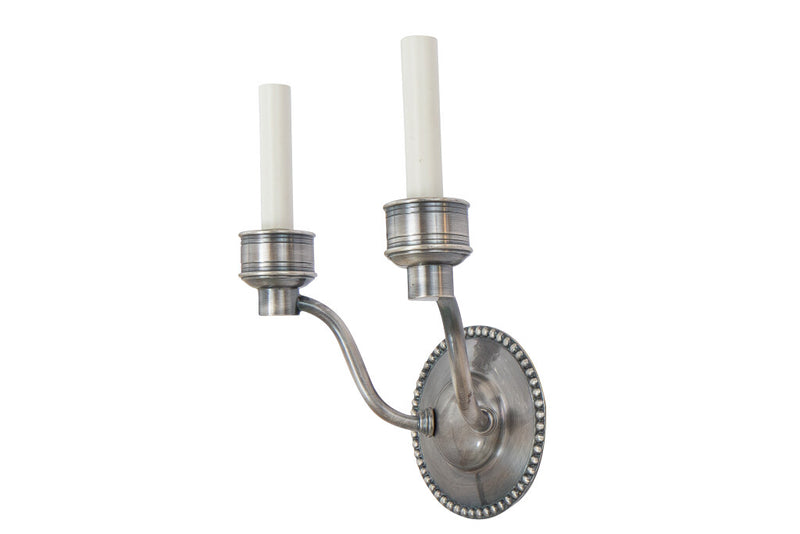 Nickeled Bronze And Glass  Federal Style Two Light Sconce With E