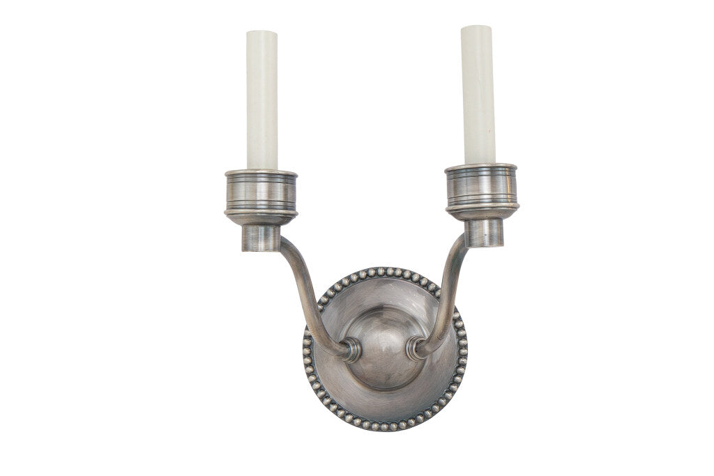 Nickeled Bronze And Glass  Federal Style Two Light Sconce With E Default