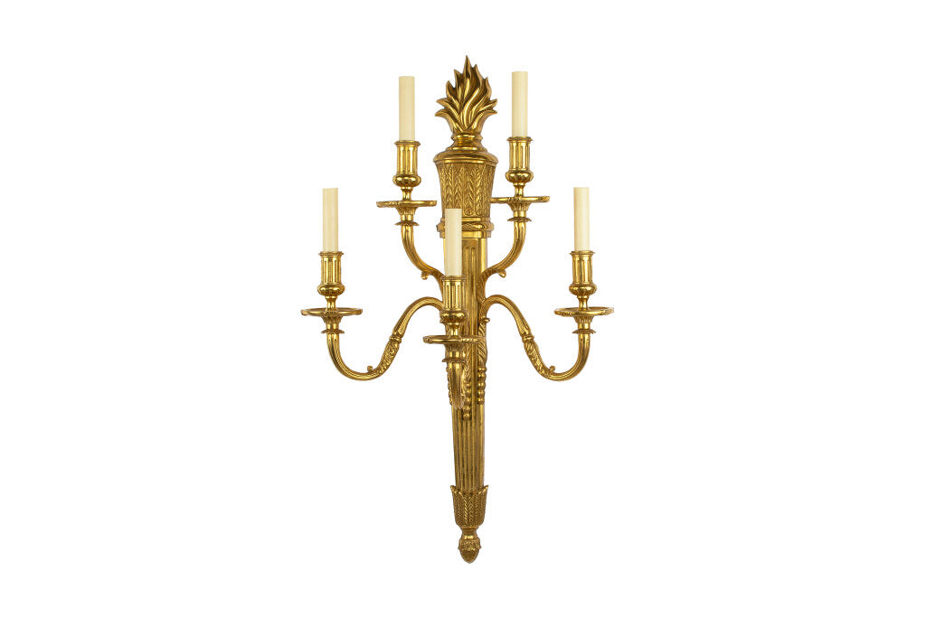 Gilt Bronze Art Deco Style Empire Motif Two Tiered Five Light  S Default