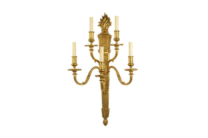Gilt Bronze Art Deco Style Empire Motif Two Tiered Five Light  S Default