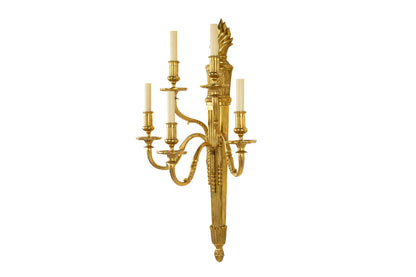 Gilt Bronze Art Deco Style Empire Motif Two Tiered Five Light  S Default