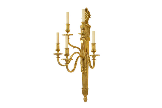 Gilt Bronze Art Deco Style Empire Motif Two Tiered Five Light  S Default